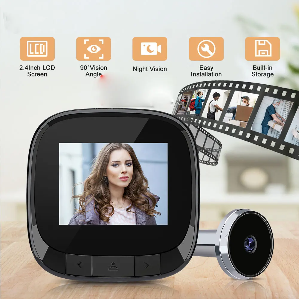 

Home Surveillance Outdoor Doorbell LCD Digital Doorbell 90° Door Eye Doorbell Camera Viewer Electronic Peephole Viewer Doorbell