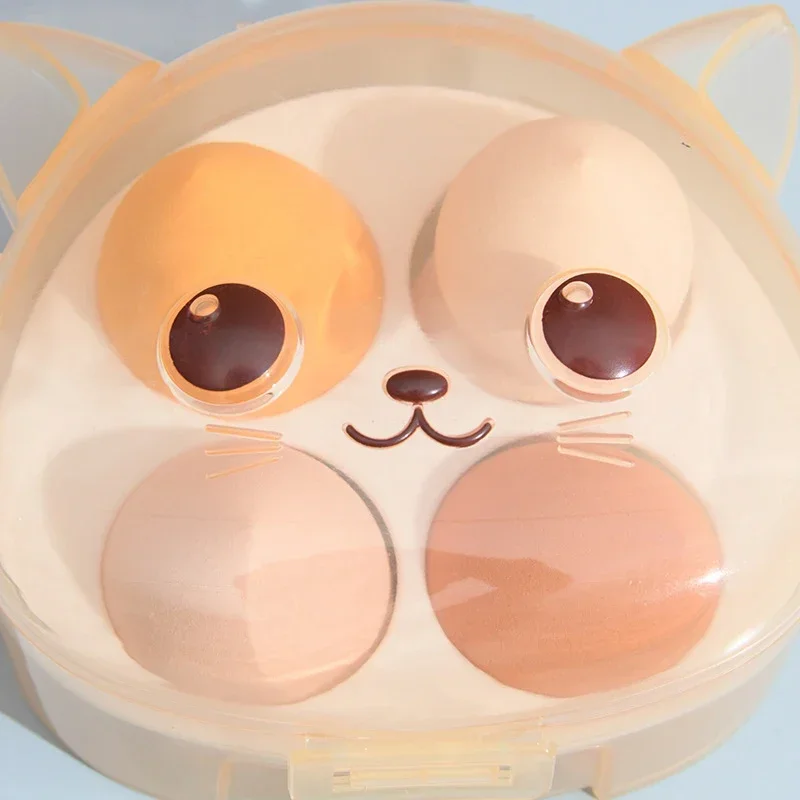 1pc New Cat Shape Makeup Egg Storage Box Set, Powder Puff Easy To Carry, Powder Puff Egg, Storage Makeup Supplies Makeup Sponge