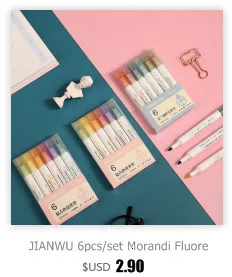 JIANWU 6pcs/set Soft Tip Highlighter Light Color Kawaii Marker Pen DIY Photo Album Journal Fluorescent Pen Student Stationery JIANWU 6pcs/set Soft Tip Highlighter Light Color Kawaii Marker Pen DIY Photo Album Journal Fluorescent Pen Student Stationery