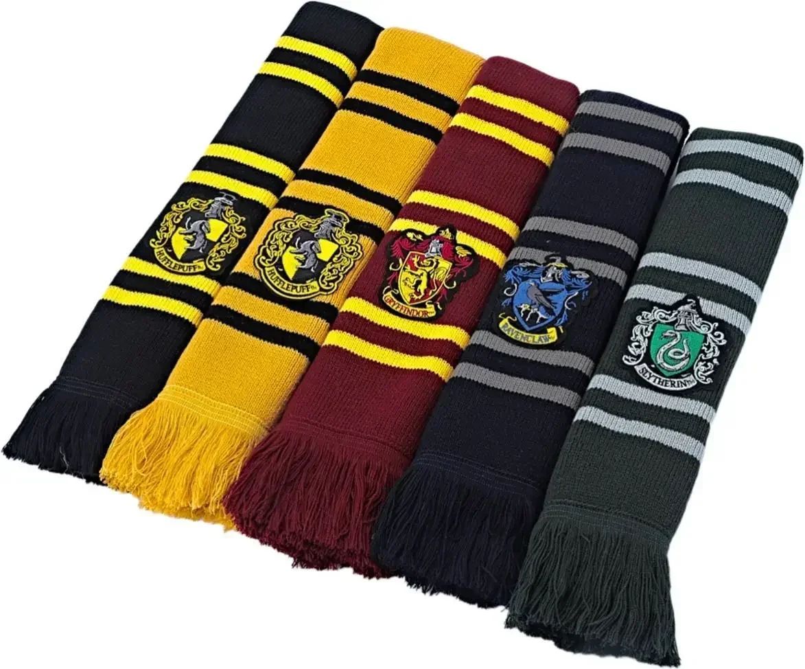 Hogwarts Scarf Gryffindors Ravenclaw Hufflepuffs Slytherins Magic School Badge Shawl Warm Winter Halloween Cosplay Prop