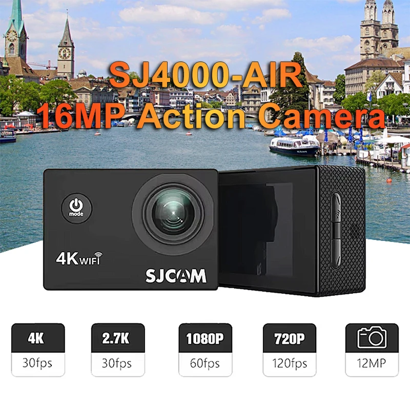2.0" Display Screen 4K30FPS 16MP 170° Wide Angle Wifi Action Camera HD 30m Waterproof Underwater Photography And Videography