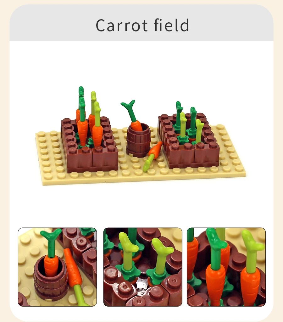 MOC Bauernhof Tiere Bäume Pflanzen Bausteine Spielzeug Henhouse Blöcke Spielzeug für Kinder Geschenke mit Gemüse Obst Ziegel Teile – Detail 20