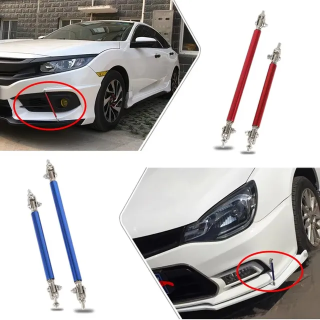 2 Aste Di Supporto Per Splitter Auto In Acciaio Inox - Estensibili, Rosso, Per Diffusore Paraurti, 15 Cm - Foto 6