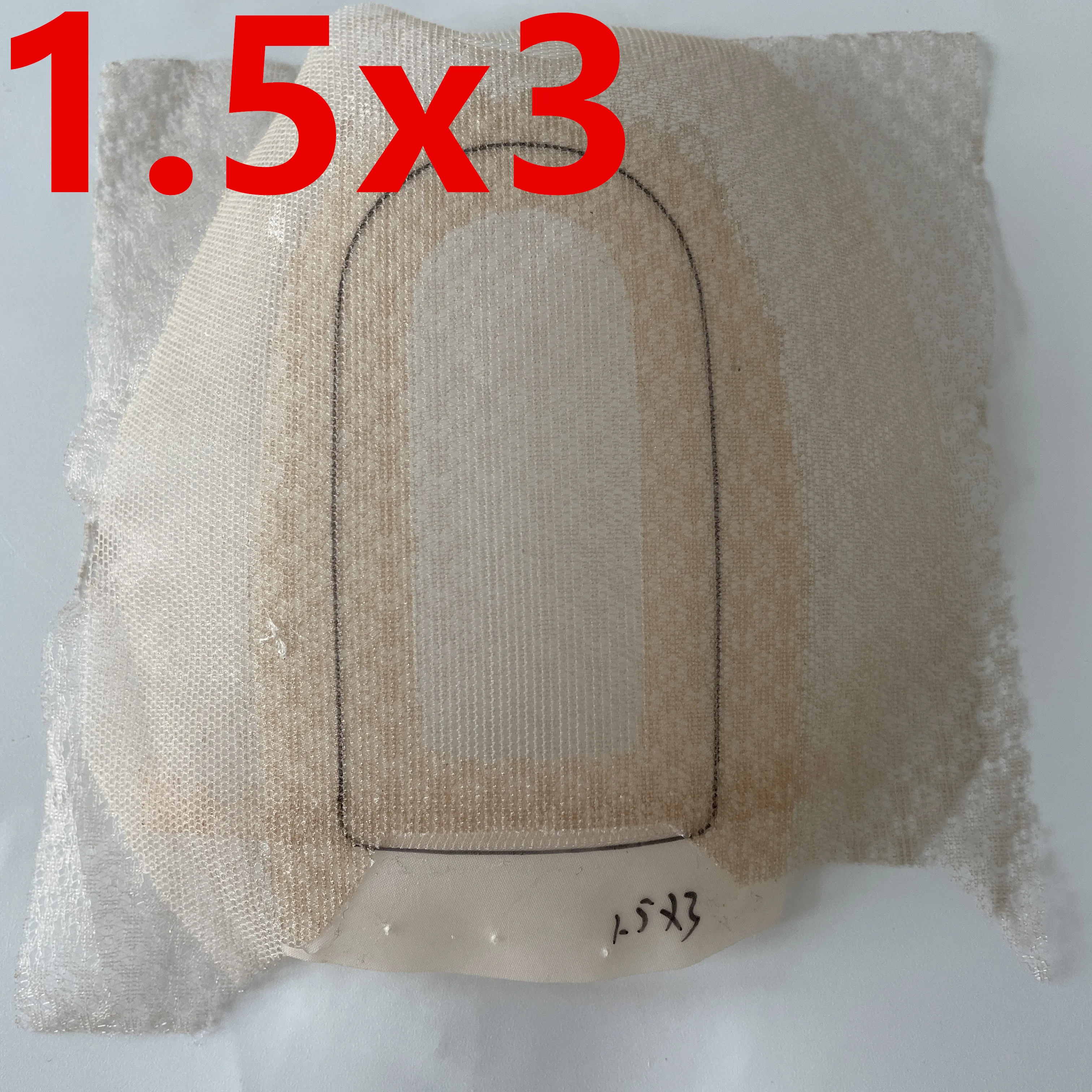 Doppellagiges Pu-Haut-Spitzennetz-Basismaterial für die Herstellung von Toupet-Topper-Perücken – Detail 1