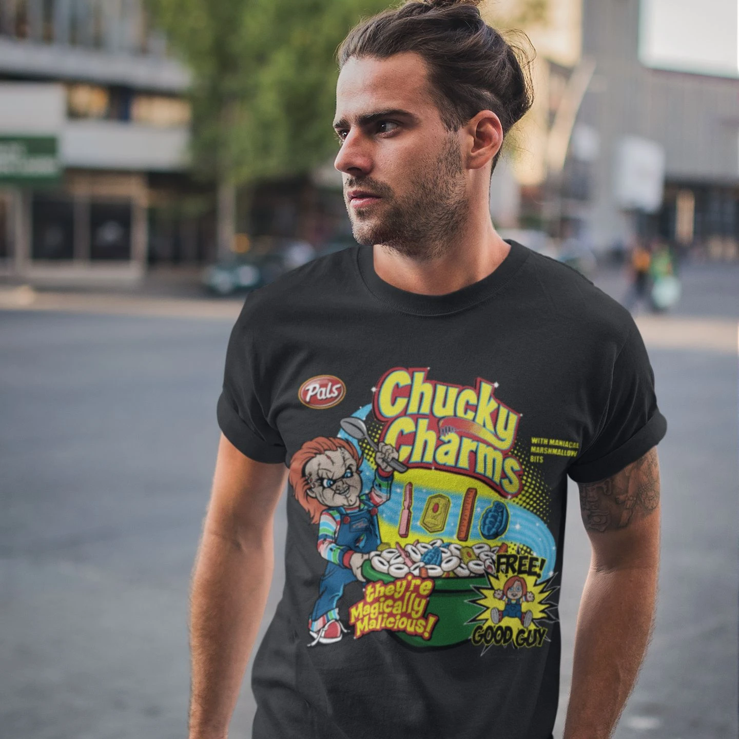 Camiseta Retro de Chucky Charms Kawaii, camisetas de algodón con estampado de películas de terror y Camiseta de cuello redondo de talla grande, regalo| | -