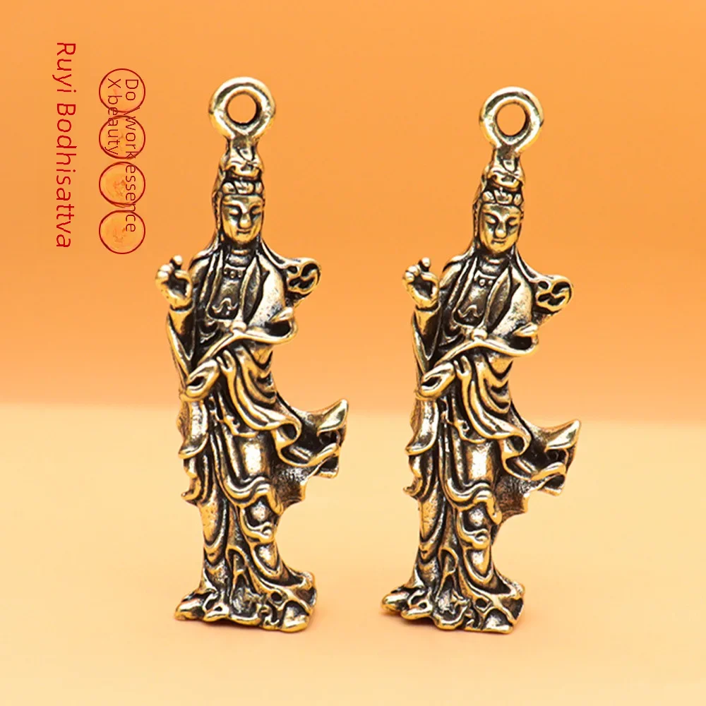 trendy-yellow-brass-guanyin-bodhisattva-keychain-pendant-small-gift