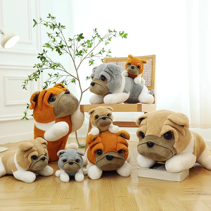 Super Cute Shar Pei Dog Plushie Toys Simulation Stuffed Animals Model Pet Puppy Dolls Soft Sofa Pillow for Kids Gifts Room Decor