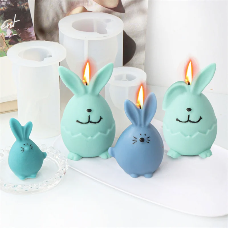 Easter Egg Rabbit Candle Silicone Mold Chinchilla Bunny Soap Resin