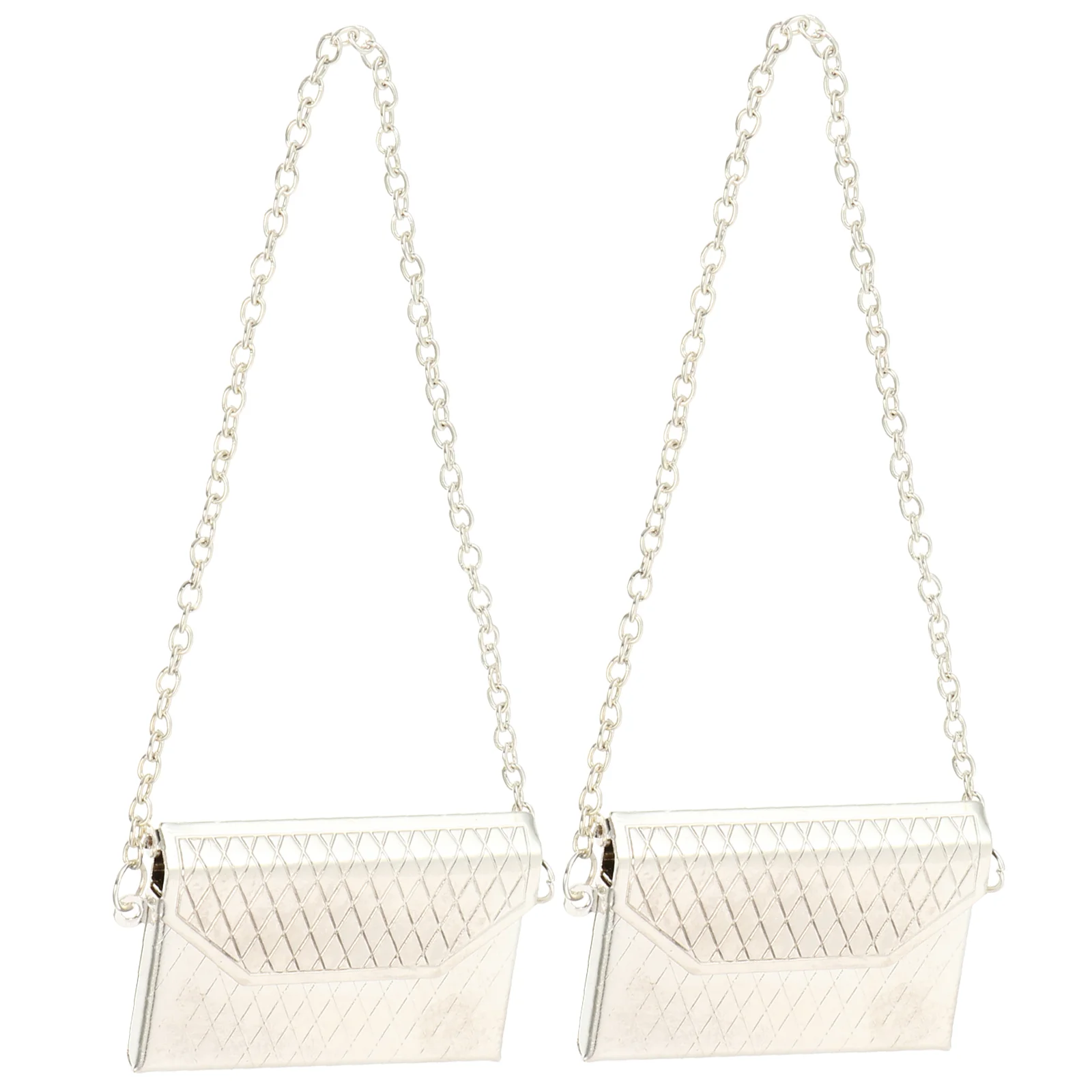 

2 Pcs Dollhouse Metal Bag Lady Miniature Wallet for Women Shoulder Supplies Handbag Decor Kids Toy Miss The Tote