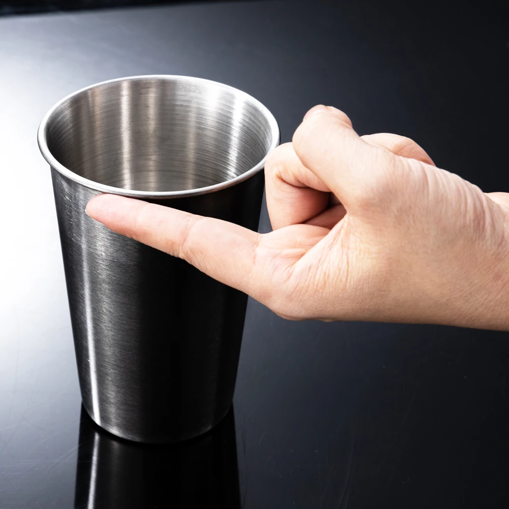 4pcs 300ml/500ml/600ml Stainless Steel Cups Metal Pint Unbreakable Shatterproof Drinking Glasses Stackable Water Cups Tumbler