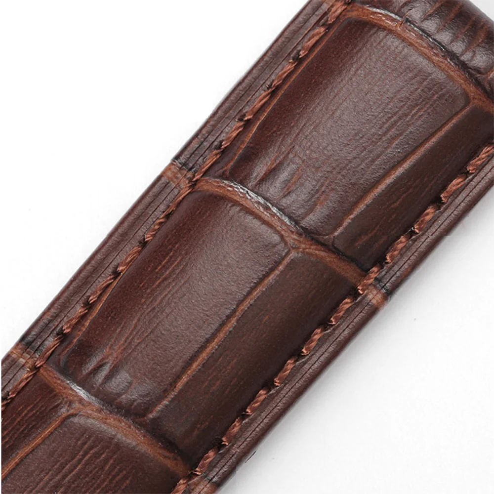 Elegant Leather Watch Band with Rose Gold Buckle - Black/Brown Strap