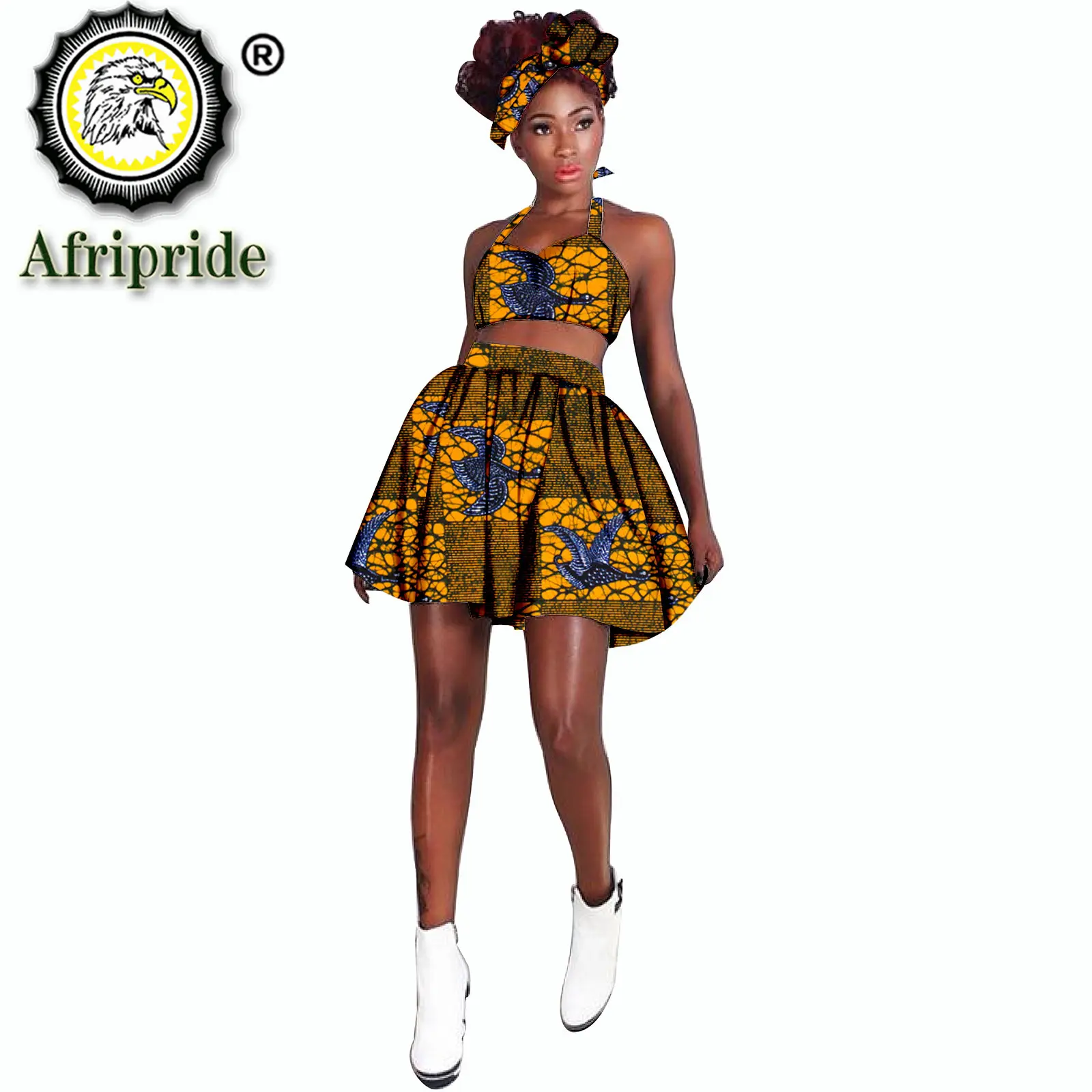 2026 African Clothing for Women Dashiki Tops Print Skrits African Headwrap Headband Women Sets Outfits Sexy AFRIPRIDE S1926024