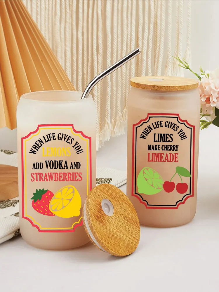 UV DTF Transfer Sticker Lemon Strawberry For The 16oz Libbey Glasses Wraps Bottles Cup Can DIY Waterproof Decals D2547 dtf transfer sticker