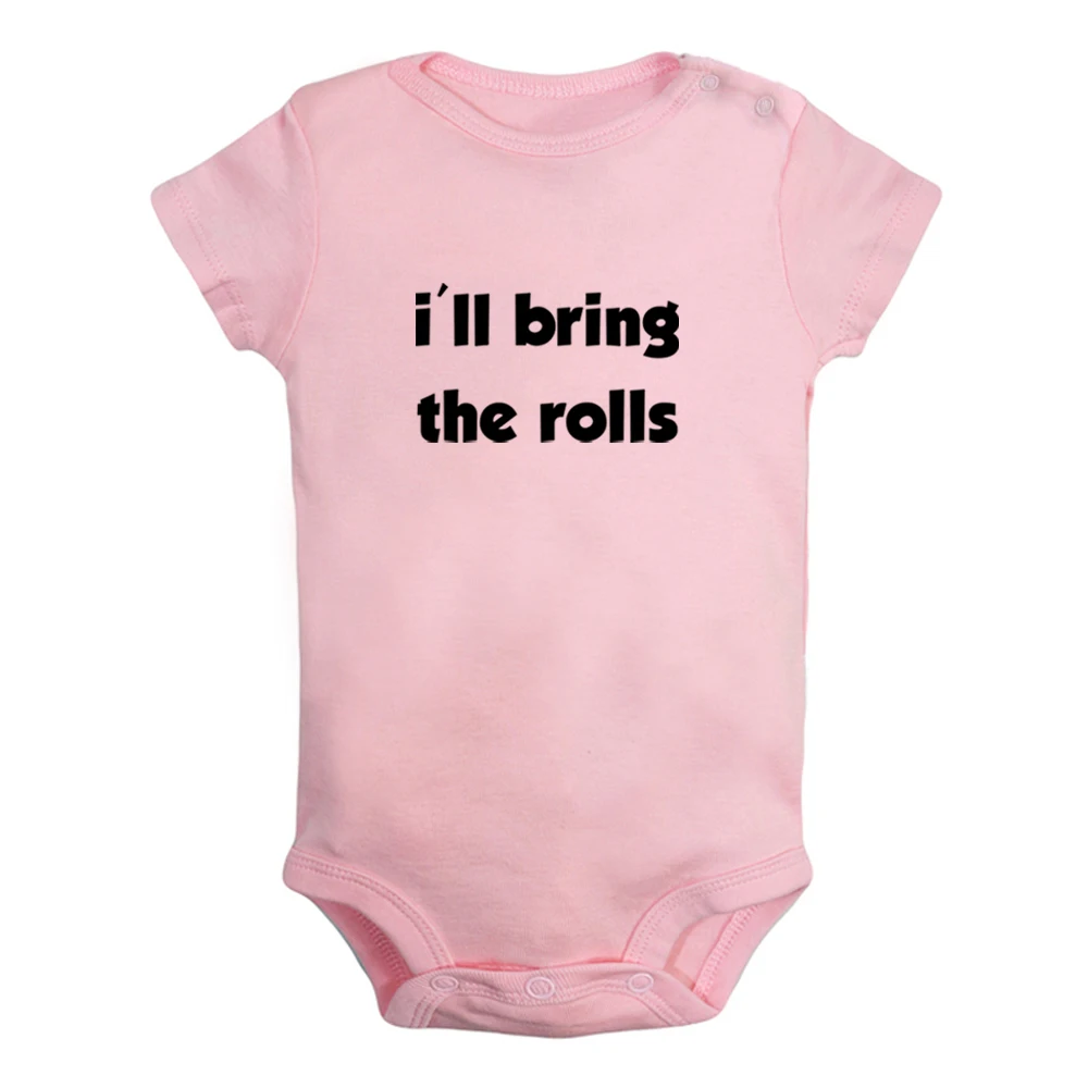 

NEW I'll Bring the Rolls Cute Baby Rompers Baby Boys Girls Fun Print Bodysuit Infant Short Sleeves Jumpsuit Kids Soft Clothes
