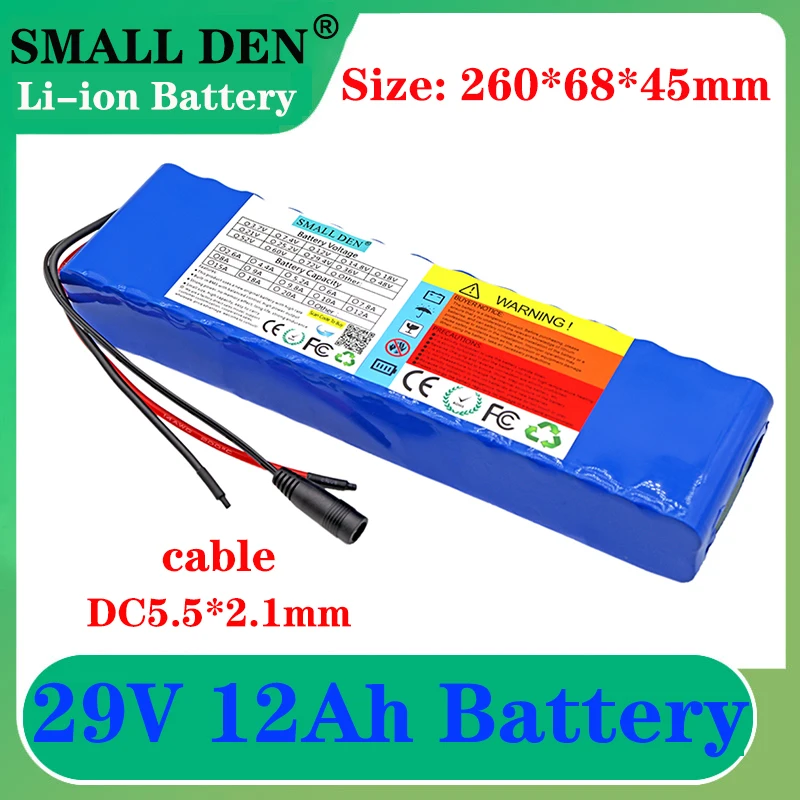 

29V 12A 7S4P 18650 lithium battery pack 29.4V battery built-in 15A balance BMS, scooter, electric bicycle battery