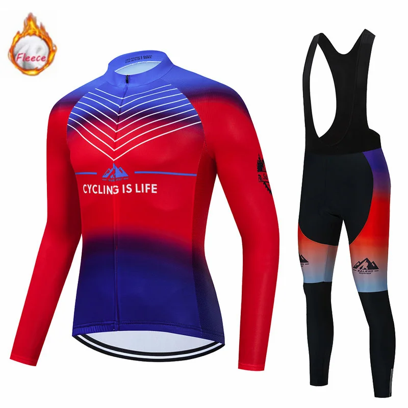 Conjunto de Ropa de Ciclismo para Hombre, Jersey de manga larga de lana térmica para Invierno, novedad de 2023