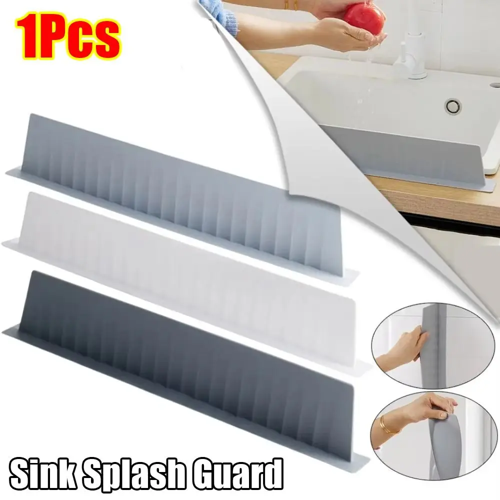 Durable Silicone Sink Splash Guard Heightenin with Suction Cup Kitchen Countertop Bar Reusable Soft Sink Guard Baffle Plate 1Pcs sink splash guard
