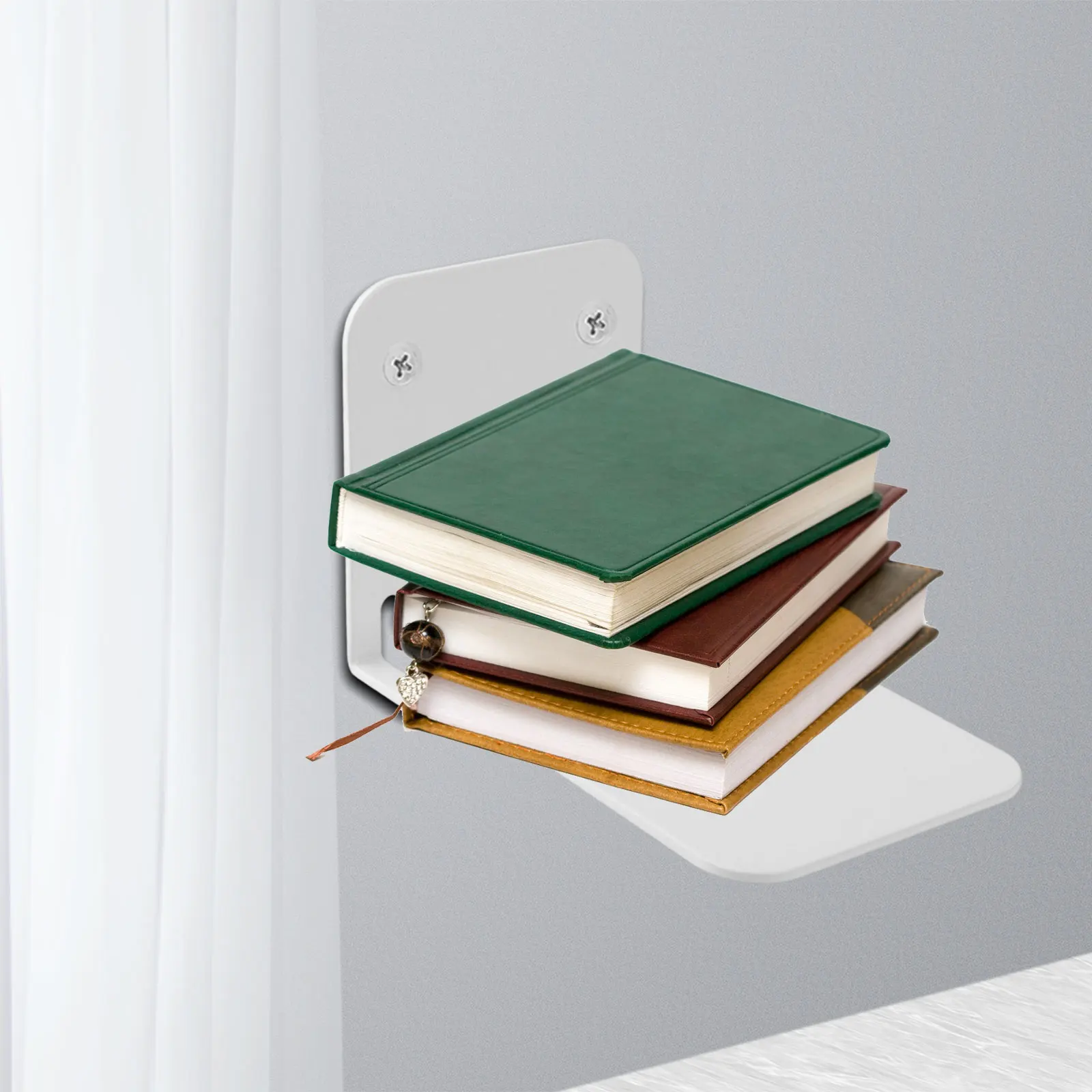 Book Display Stand Corner Wall Shelves Invisible Floating Bookshelf Shelves Wall Mounted Book Organizer for Home Entryway Bedroom Wall Ledge Bookcase Organizer