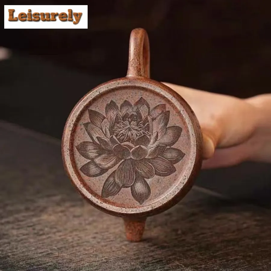 280ml Yixing Purple Clay Teapots Handmade Heart Sutra Qin Quan Pot Raw Ore The Keel Gold Sand Tea Soaking Kettle Zisha Tea Set