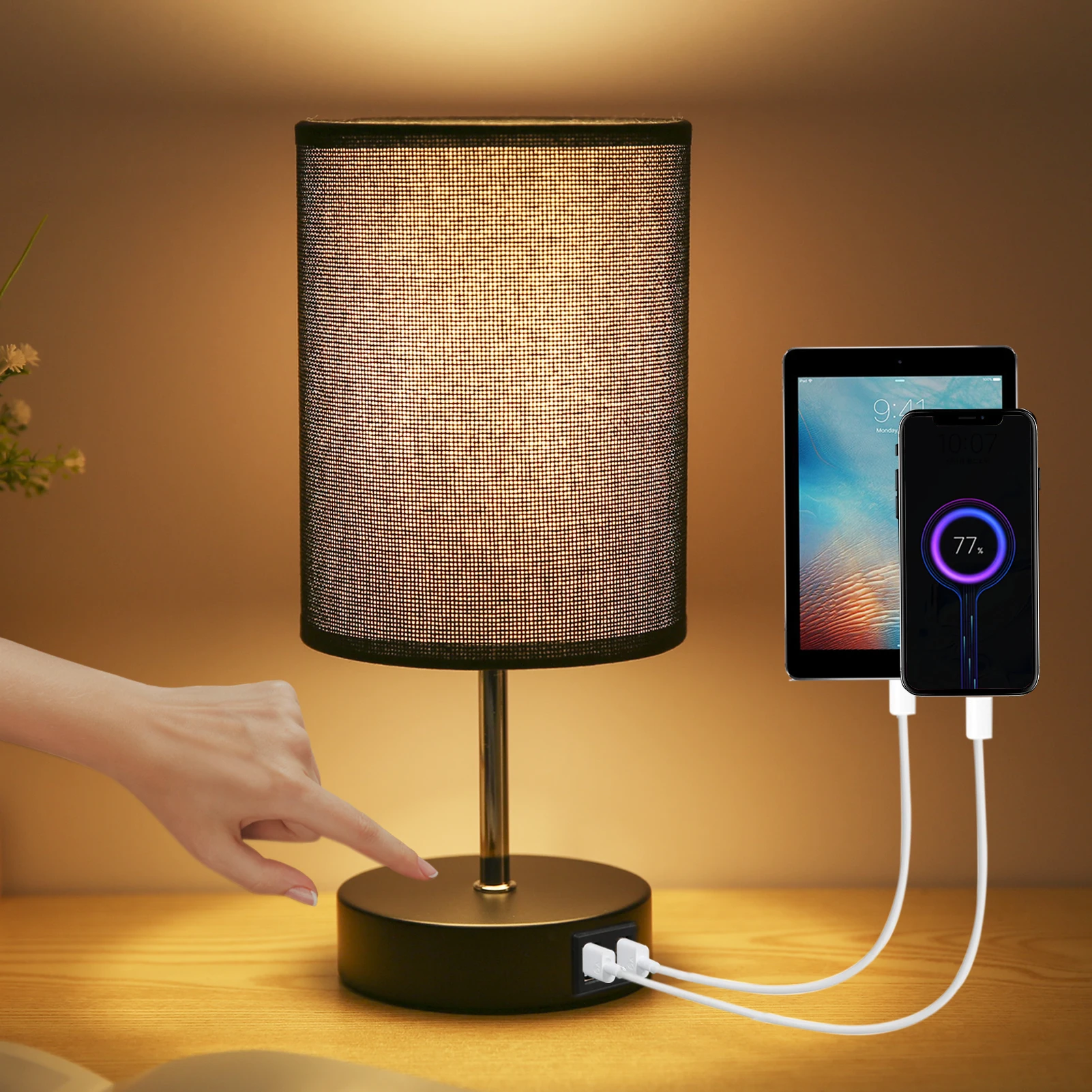 Bedside Lamp With Usb Touch Control Table Lamp Bedroom Dimmable