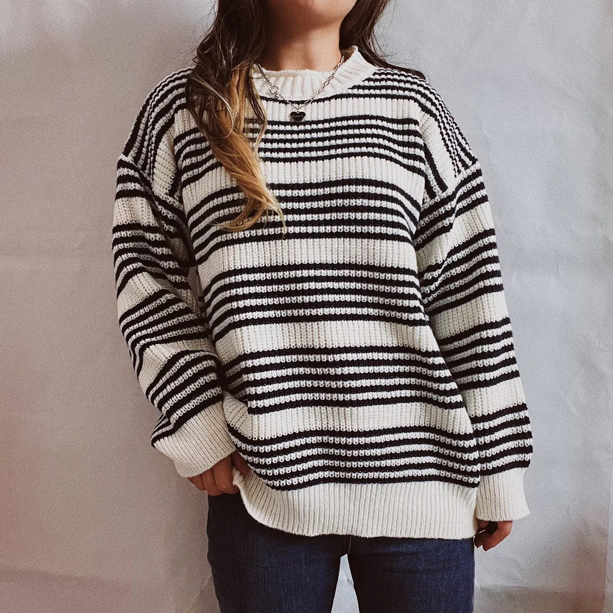 

Pullover Sweaters Women 2023 New Autumn Winter Clothes Casual Thick Stripe Female Pullovers Raglan Sleeve O-Neck Knitwear Jumper