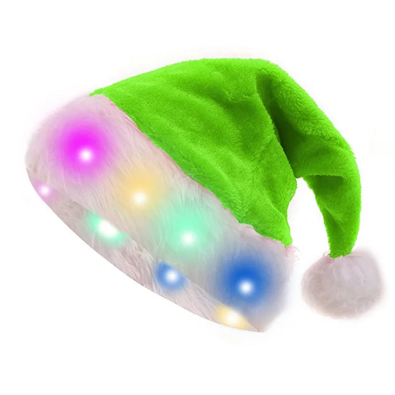 Description Picture 3 of itemNew Christmas Decoration Long Plush Luminous LED Christmas Hat Santa Claus Hat Christmas Supplies