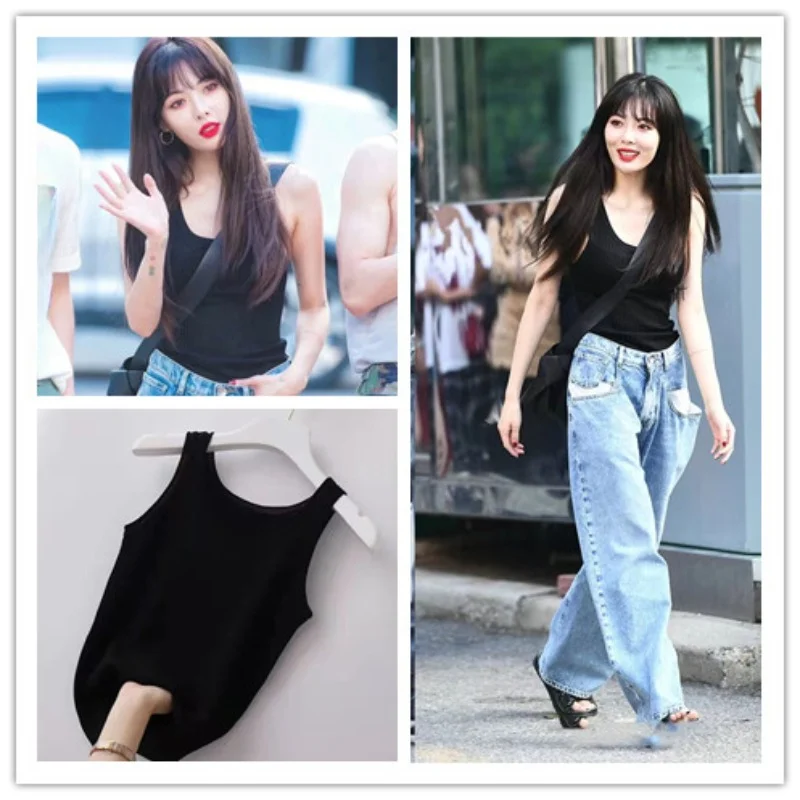 

Kpop, корейские певицы, пикантный жилет без рукавов на бретельках, Короткие топы, Женский костюмы для танцев праздничный костюм для сцены