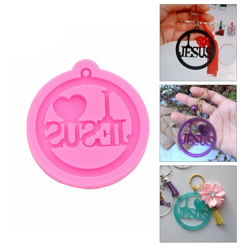 

DIY Shiny Glossy Jesus Christian Keychain Mold Mould Resin Epoxy Jewelry