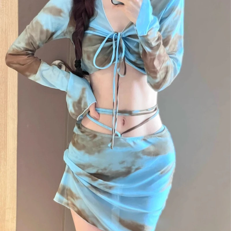 Swimsuit Women Four-piece Hot Girl Bikini Sexy Slim Long Sleeves