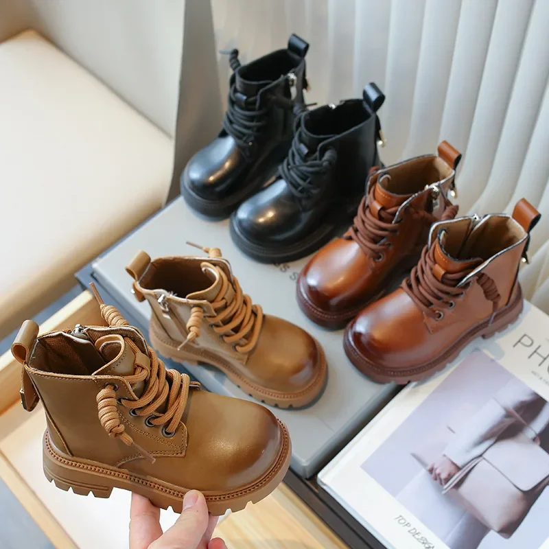 

Children Short Boots for Girls Versatile Soft Matte Kids Fashion Spring Autumn Britain Style Boys Casual Boots PU 2023 Simple