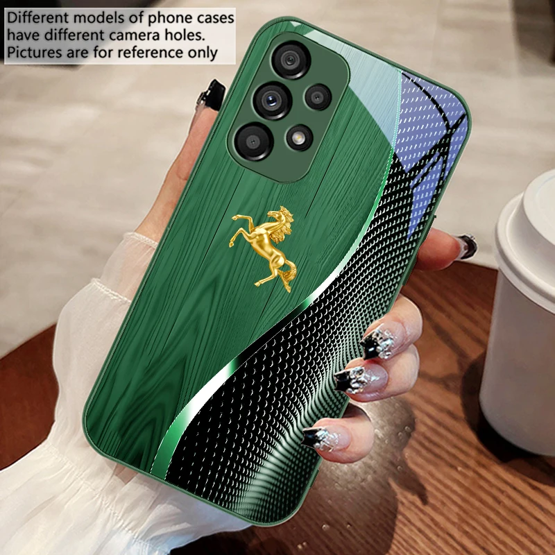 Wood Grain Golden Horse Glass Phone Case