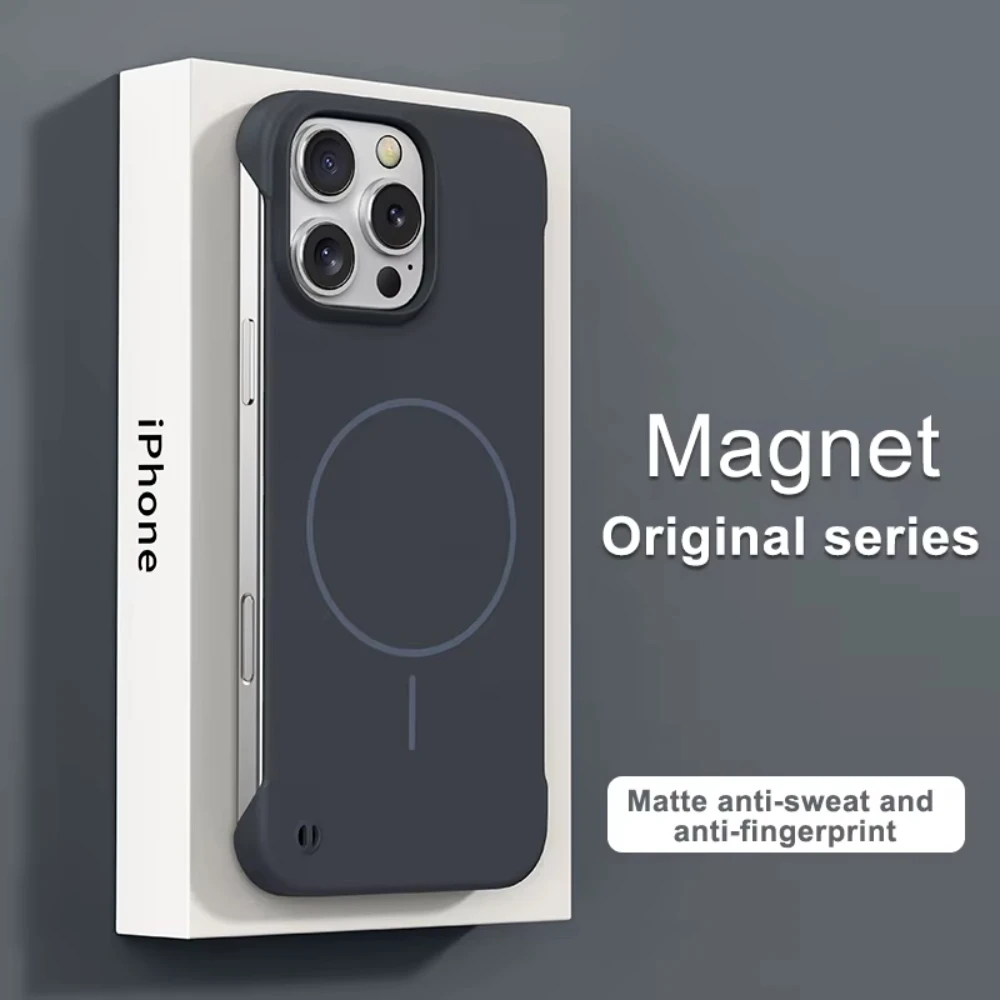 Frameless Matte Magnetic Shockproof Phone Case with Magsafe Compatibility