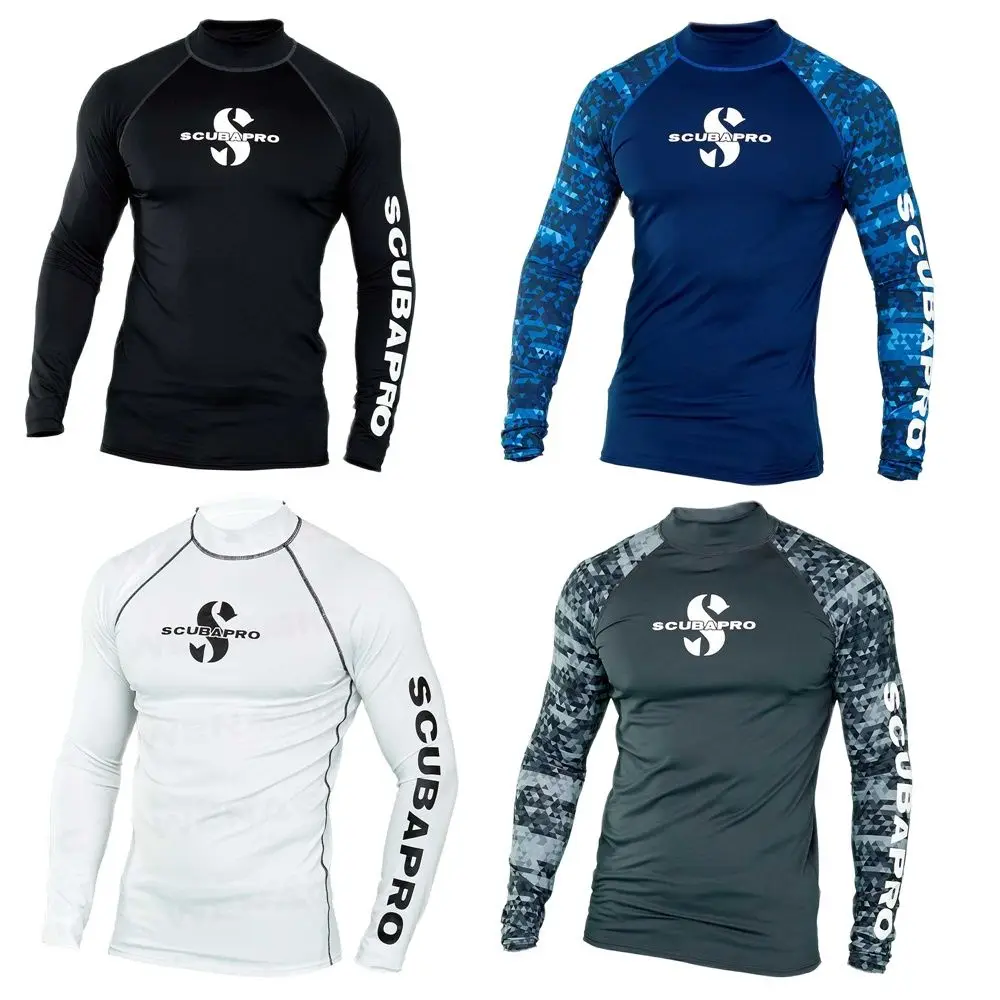 

Men Surf Rash Guard Long Sleeve UV Sun Protection Basic Skins Surfing Suit Diving Swimming Tight T Shirt Rashguard Gym Clothes