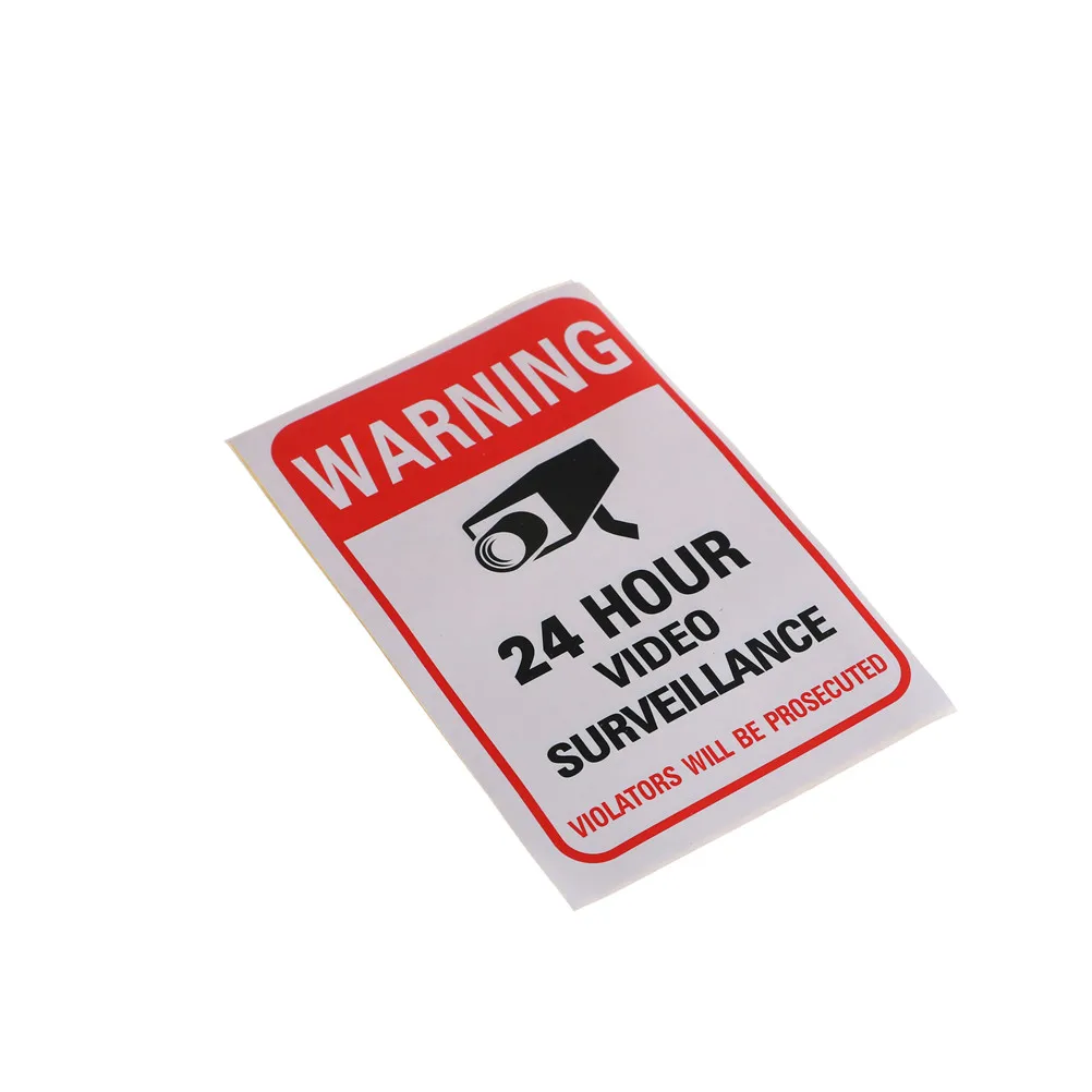 5Pcs/lot 24H Video Camera System Warning Sign Wall Sticker Decal Surveillance Monitor Decal Public Area Security warning stickers