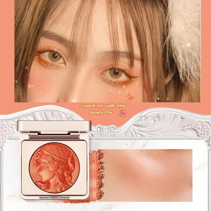 MackAndy 2 Colors Blush Palette Face Blush Mineral Pigment Cream Shining