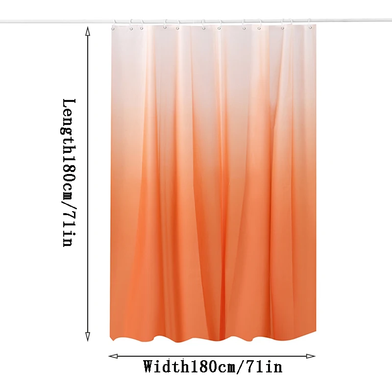 Orange gradient shower curtain lining, shower compartment, 71&ldquo;W X 71&rdquo; h, bathtub, heavy duty waterproof curtain lining, s