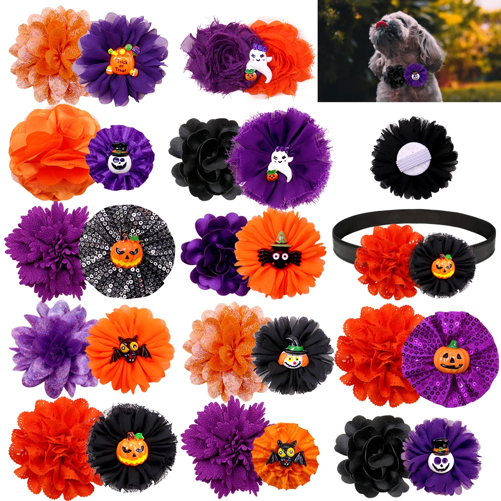 

20/50pcs Halloween Dog Accessories Movable Pet Dog Bowtie Pumpkin Skull Cat Dog Bow Tie Collar Accessories Holiday Pet Supplies