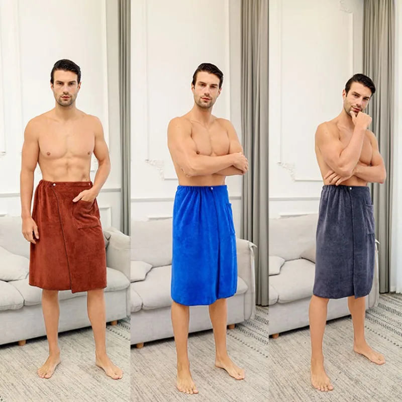 

Men Soft Wearable Bath Towel Short Towels Soft Microfiber Swimming Beach Towel Blanket Toalla De Playa
