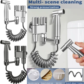 Set di spruzzatori per bidet portatili per WC, pistola a spruzzo in acciaio inossidabile per la pulizia della doccia del bagno, accessori per l'igiene personale 1