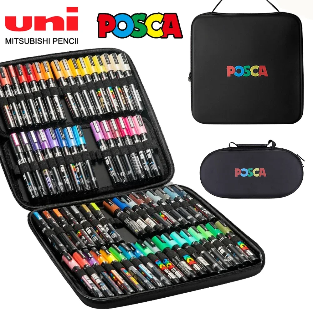 UNI POSCA Markers Colors Set PC-1M/3M/5M Acrylic Gift Box Storage Bag ...