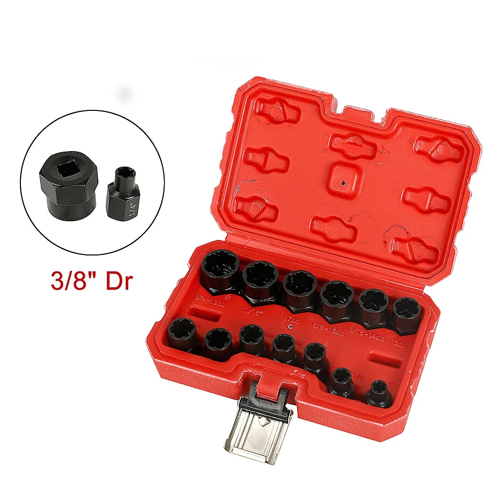 13Pcs Twist Socket Set Damaged Lug Nut Lock Remover Extractor Tool SAE