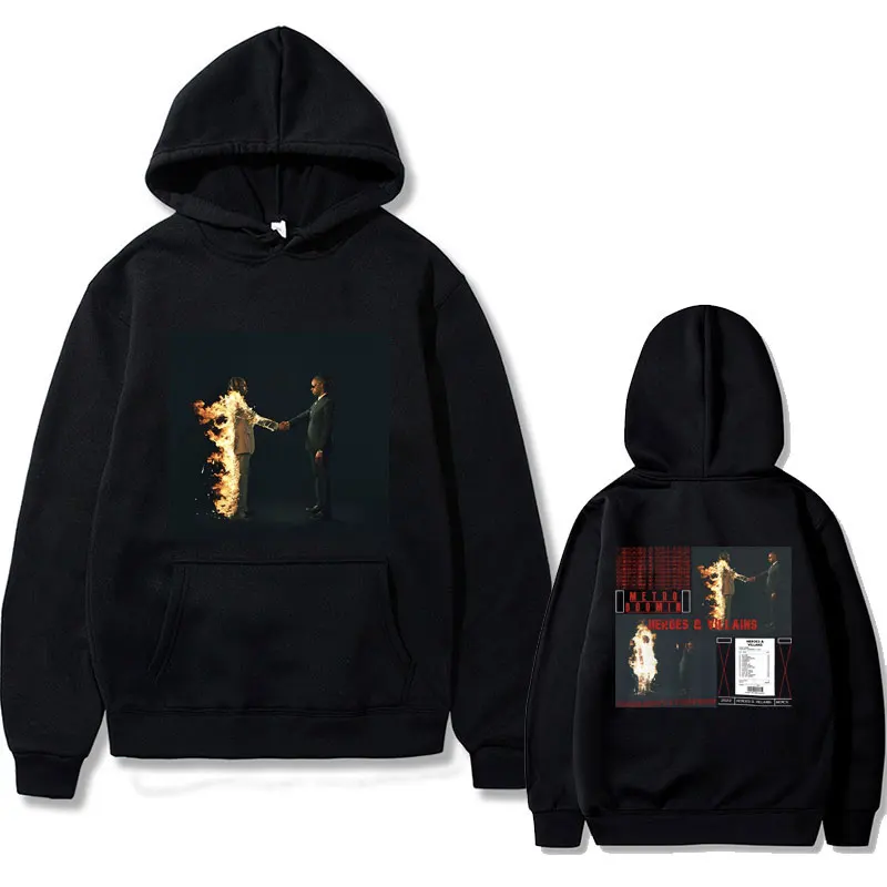 Rapper Metro Boomin Heroes & Villains Album Cover Graphic Print Hoodie Men Hip Hop Oversized Pullover Unisex Vintage Streetwear