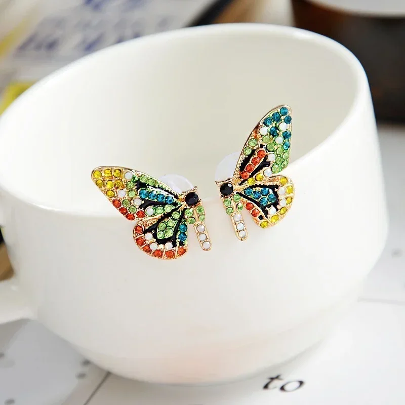 Stud Earrings Delysia King Colorful Crystal Butterfly Ear Stud Women Trendy Dream Elegant Temperament Earrings Studs