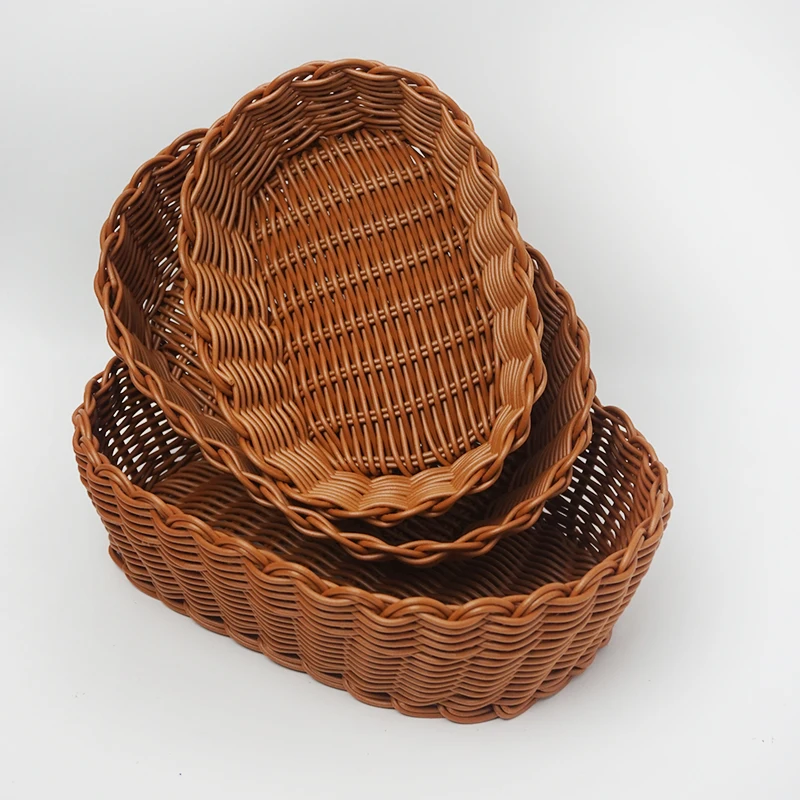 Oval plastic imitation rattan storage basket snack bakery snack basket party centerpiece home dining table kitchen supplies 5