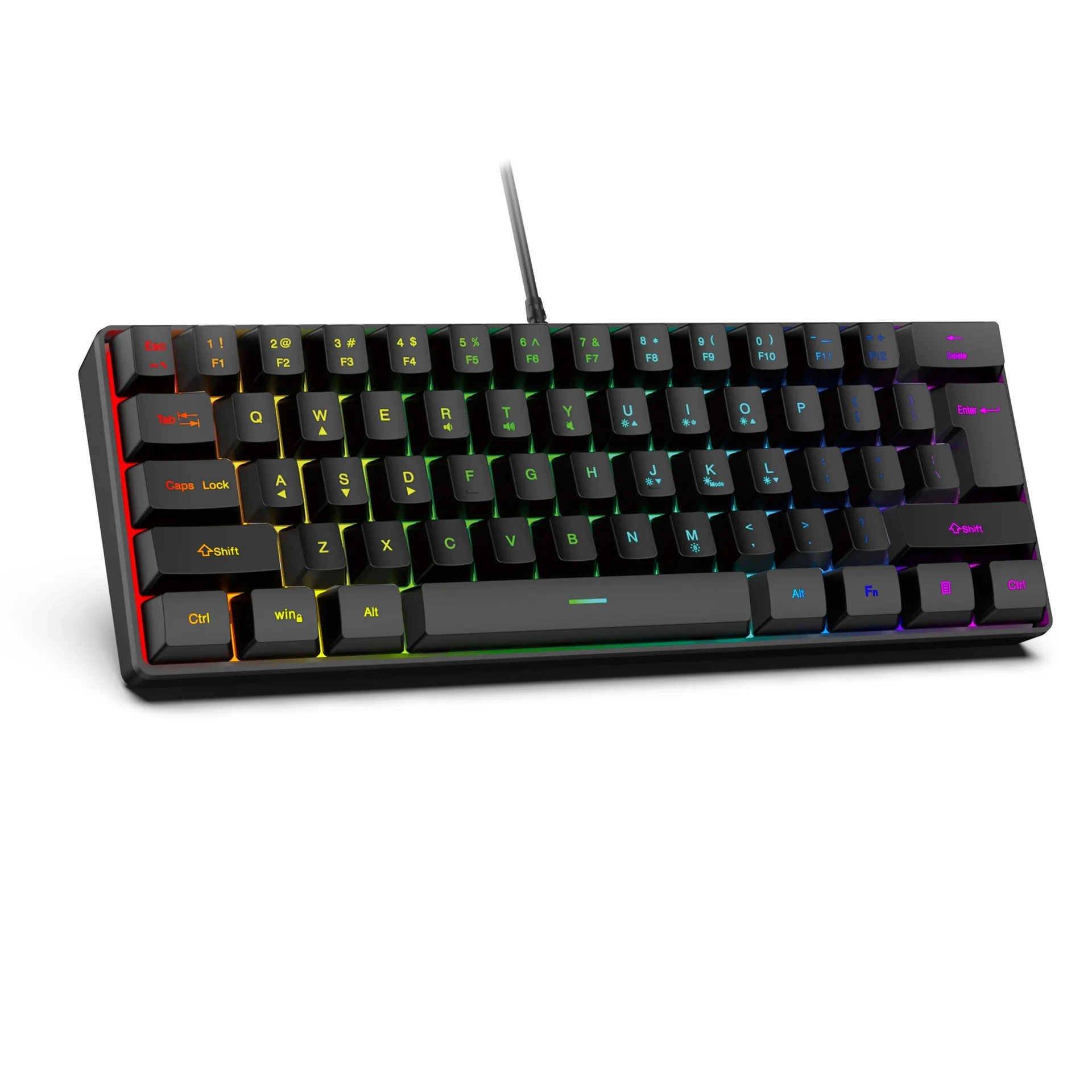 Teclado con cable sensación mecánica 61 teclas Usb con cable Gaming RGB teclado retroiluminado PC Gamer accesorios para jugadores de ordenador Ofiice