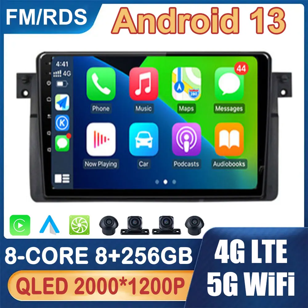 

Android 13 For BMW E46 M3 318 /320 /325 /330 /335 1998 - 2006 GPS Navigation Car Radio Multimedia Video Player QLED Touch Screen