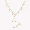 E.B.belle Freshwater Pearl Tassel Y-shaped Clavicle Necklaces Luxury Stainless Steel Jewelry On The Neck Accessories For Women