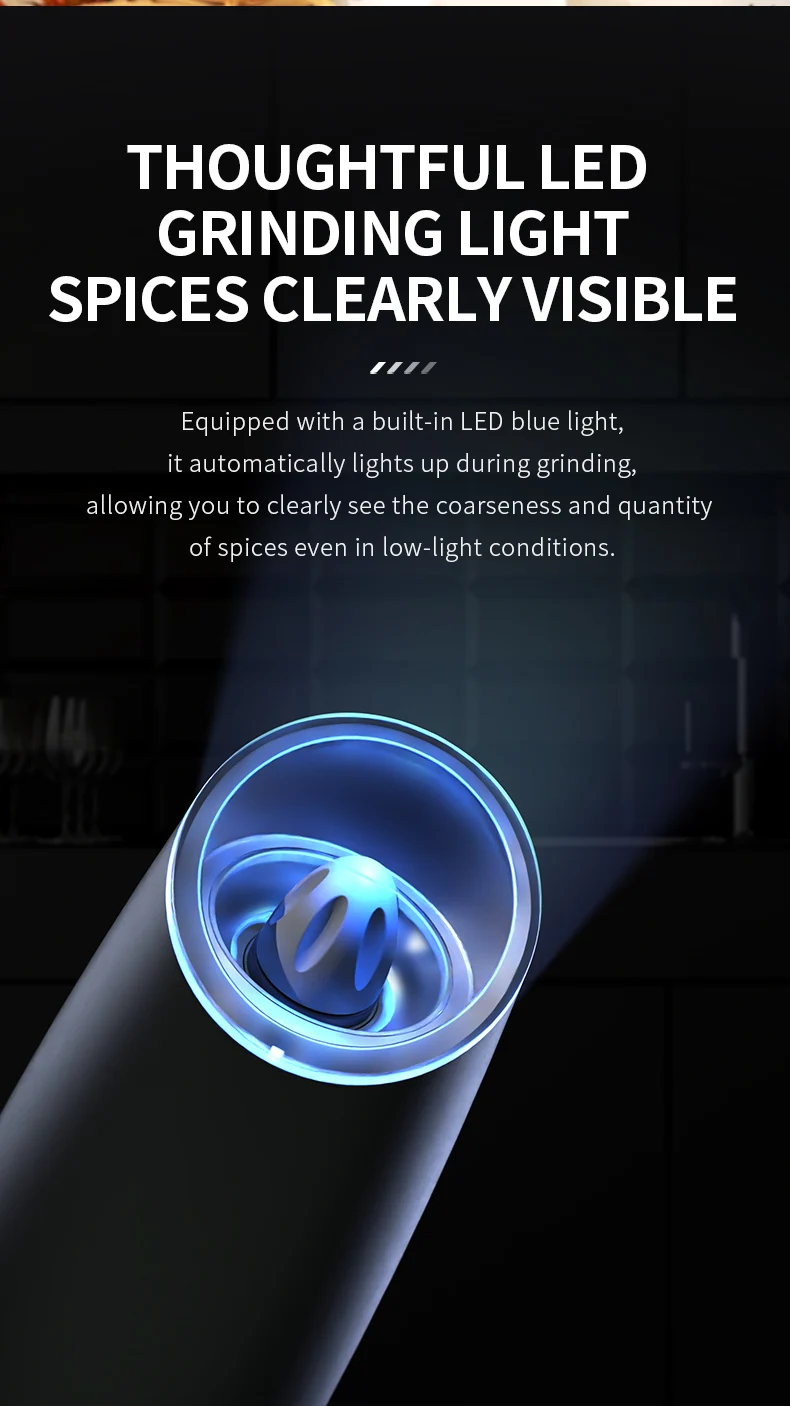 1/2PCS Electric Salt And Pepper Grinder with LED Light Gravity Sensing Adjustable Spice Mills Cordless Automatic Kitchen Gadget 11 küchexyz.de Sfa2b7d0c72a640a4ba1ef71fdd6baee2B küchexyz.de Best Price | Fast Delivery |Quality Product 1/2PCS Electric Salt And Pepper Grinder with LED Light Gravity Sensing Adjustable Spice Mills Cordless Automatic Kitchen Gadget