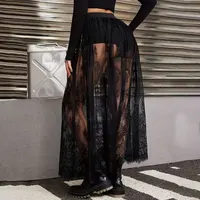 Elegant Party Evening Sexy Dress Lace Dresses for Women 2024 See Through Maxi Dress Bodycon Gothic Lolita Fashion Black Skirt - Image 2