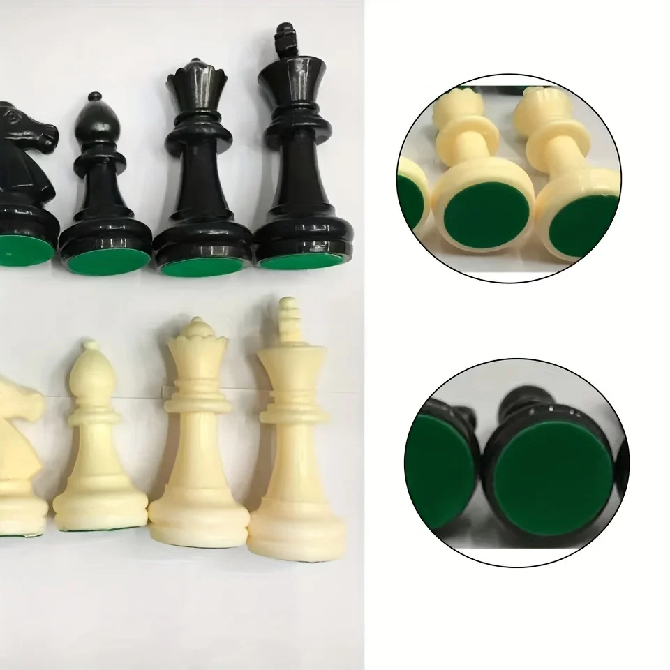 32pcs Plastic Chess Pieces Black and White Tuba king 9.7cm high Magnetic Chess Set Board Game